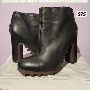 Circus by Sam Edelman Black Heeled Boots with Chunky Heel